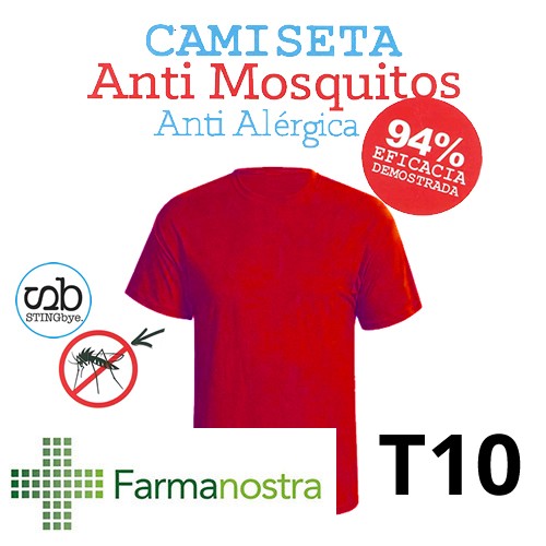 Camiseta antimosquitos stingbye camiseta manga corta  | talla t10 | color rojo
